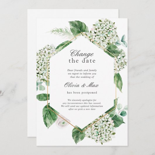Greenery verander de datum van het huwelijk uitges kaart (Voorkant / Achterkant)