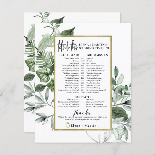 Greenery verliest tijdlijn voor tekstbruiloft voor (Voorkant / Achterkant)
