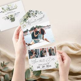 Greenery Verloving kondiging en sparen de Datum All In One Uitnodiging