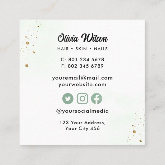 Greenery Vierkante Visitekaartje (Achterkant)