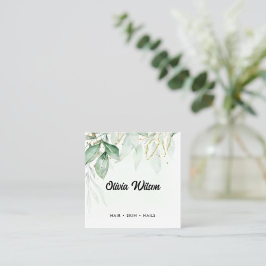 Greenery Vierkante Visitekaartje (Staand voorkant)