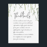 Greenery Vines Details Behuizing Kaart<br><div class="desc">Een minimalistische trouwuitnodiging met zacht geschilderde waterverf groene wijnstokken van ivoren en reuzenhaar,  die zachtjes van bovenaf zwaaien,  met een levendig,  handgeschreven zwarte pen script dat eruit ziet alsof je ze zelf hebt uitgeschreven; wat romantischer zou kunnen zijn.</div>