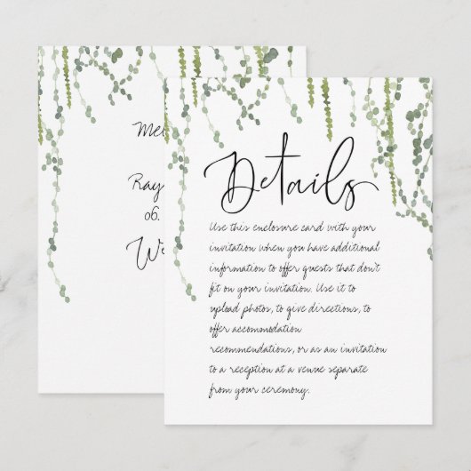 Greenery Vines Details Behuizing Kaart (Voorkant / Achterkant)