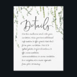 Greenery Vines Details Behuizing Kaart<br><div class="desc">Een mooie en minimalistische Uitnodiging voor de huwelijksceremonie met waterverf beschilderde wiskundige hangende wijnstokken van ivoorkleurig en reuzenhaar,  delicatesse van atop,  met een levendig handgeschreven kalligrafische doopvont die eruit ziet alsof je het zelf schreef voor de titels en het lichaam; wat romantischer zou kunnen zijn.</div>