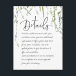 Greenery Vines Details Behuizing Kaart<br><div class="desc">Een mooie en minimalistische Uitnodiging voor de huwelijksceremonie met waterverf beschilderde wiskundige hangende wijnstokken van ivoorkleurig en reuzenhaar,  delicatesse van atop,  met een levendig handgeschreven kalligrafische doopvont die eruit ziet alsof je het zelf schreef voor de titels en het lichaam; wat romantischer zou kunnen zijn.</div>