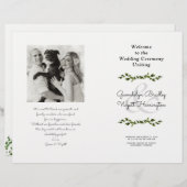 Greenery Vines Folded Photo Wedding Program (Voorkant / Achterkant)