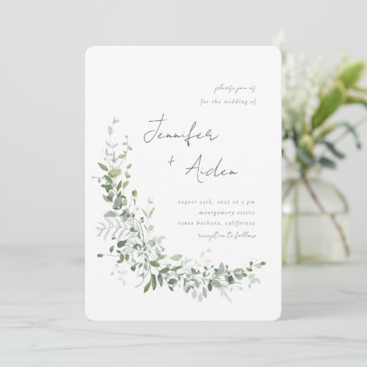 Greenery Vines Invitation Kaart (Staand voorkant)