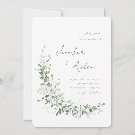 Greenery Vines Invitation Kaart (Voorkant)