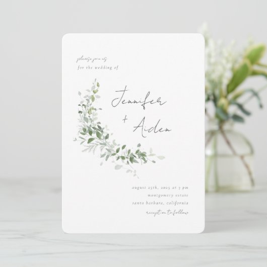 Greenery Vines Invitation Kaart (Staand voorkant)