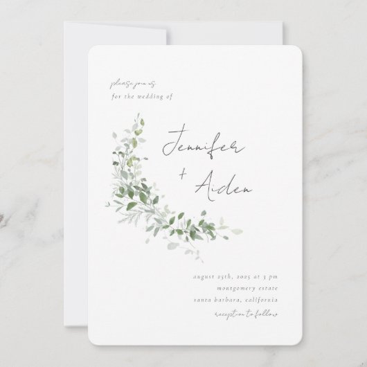 Greenery Vines Invitation Kaart (Voorkant)