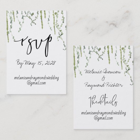 Greenery Vines Online RSVP & Details Mighty Busine Visitekaartje (Voorkant / Achterkant)