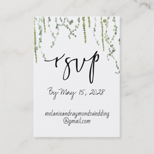 Greenery Vines Online RSVP & Details Mighty Busine Visitekaartje (Voorkant)