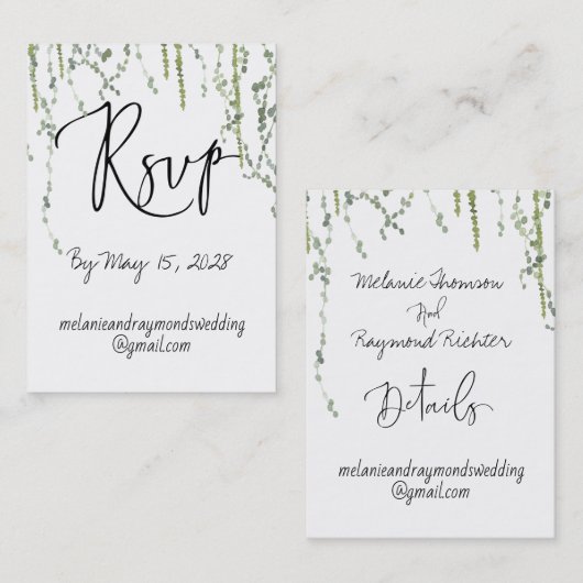 Greenery Vines Online RSVP & Details Mighty Visitekaartje (Voorkant / Achterkant)