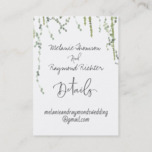 Greenery Vines Online RSVP & Details Mighty Visitekaartje (Achterkant)