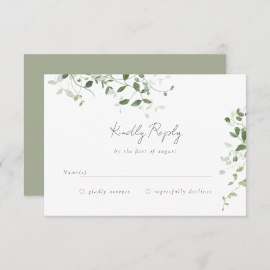 Greenery Vines RSVP Kaartje (Voorkant / Achterkant)