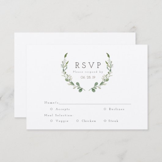 Greenery Vines Waterverf | Rustieke RSVP (Voorkant / Achterkant)