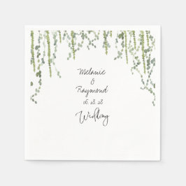Greenery Vines Wedding 5-inch Square Cocktail Servet