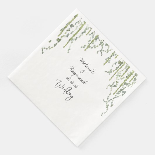 Greenery Vines Wedding 8" Square Dinner Servet (Hoek)