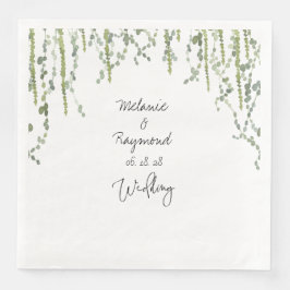 Greenery Vines Wedding 8" Square Dinner Servet
