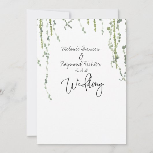 Greenery Vines Wedding Invitation Kaart (Achterkant)