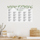 Greenery Vines Wedding Reception Sezing Chart Poster (Keuken)