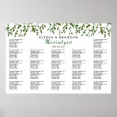 Greenery Vines Wedding Reception Sezing Chart Poster (Voorkant)