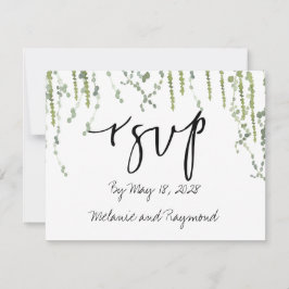 Greenery Vines Wedding RSVP 2 Mail Back Kaart