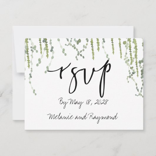 Greenery Vines Wedding RSVP 2 Mail Back Kaart (Voorkant)
