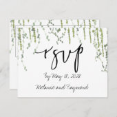 Greenery Vines Wedding RSVP 2 Mail Back Kaart (Voorkant / Achterkant)