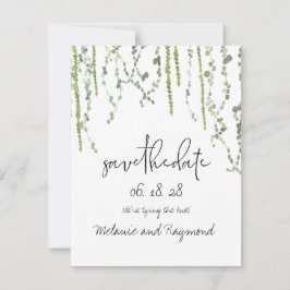 Greenery Vines Wedding Save the Date Kaart