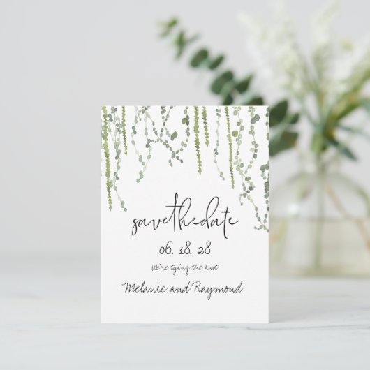 Greenery Vines Wedding Save the Date Kaart (Staand voorkant)