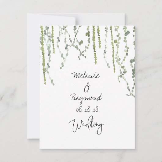 Greenery Vines Wedding Save the Date Kaart (Achterkant)