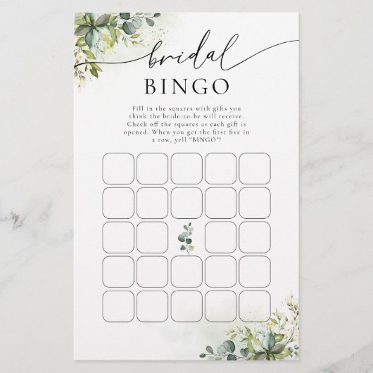 Greenery Vrijgezellenfeest Bingo (Voorkant)