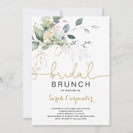 Greenery Vrijgezellenfeest Brunch, uitnodiging (Voorkant)