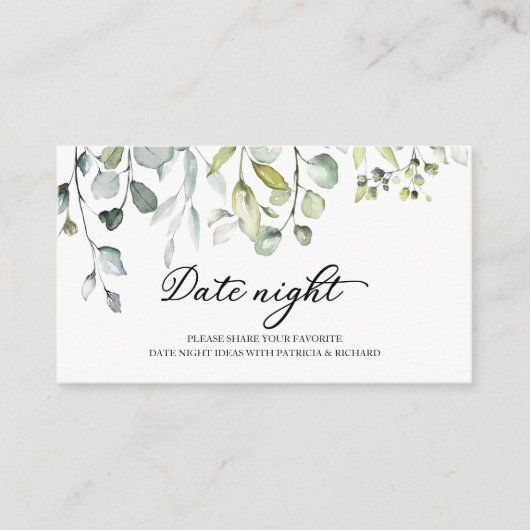 Greenery Vrijgezellenfeest Date Night Jar Cards Informatiekaartje (Voorkant)