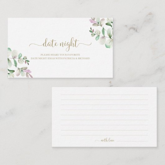 Greenery Vrijgezellenfeest Date Night Jar Cards Informatiekaartje (Voorkant / Achterkant)