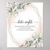 Greenery Vrijgezellenfeest Date Night Jar Sign Poster (Voorkant)