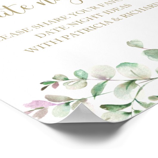 Greenery Vrijgezellenfeest Date Night Jar Sign Poster (Hoek)