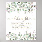 Greenery Vrijgezellenfeest Date Night Jar Sign Poster (Voorkant)