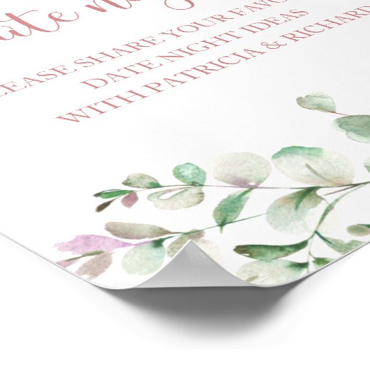 Greenery Vrijgezellenfeest Date Night Jar Sign Poster (Hoek)