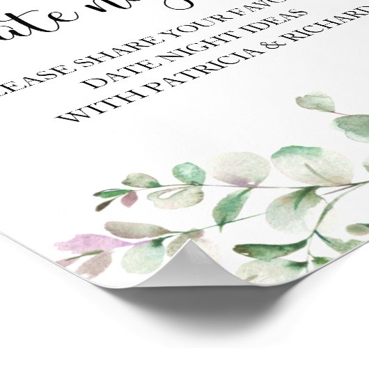 Greenery Vrijgezellenfeest Date Night Jar Sign Poster (Hoek)