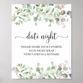 Greenery Vrijgezellenfeest Date Night Jar Sign Poster (Voorkant)