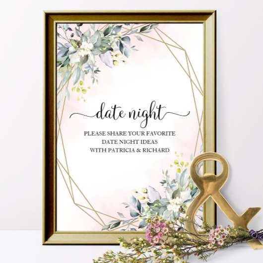 Greenery Vrijgezellenfeest Date Night Jar Sign Poster