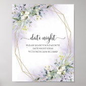 Greenery Vrijgezellenfeest Date Night Jar Sign Poster (Voorkant)