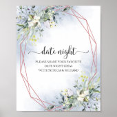 Greenery Vrijgezellenfeest Date Night Jar Sign Poster (Voorkant)