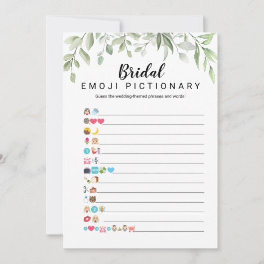 Greenery Vrijgezellenfeest Emoji Pictionary Game K Kaart (Voorkant)