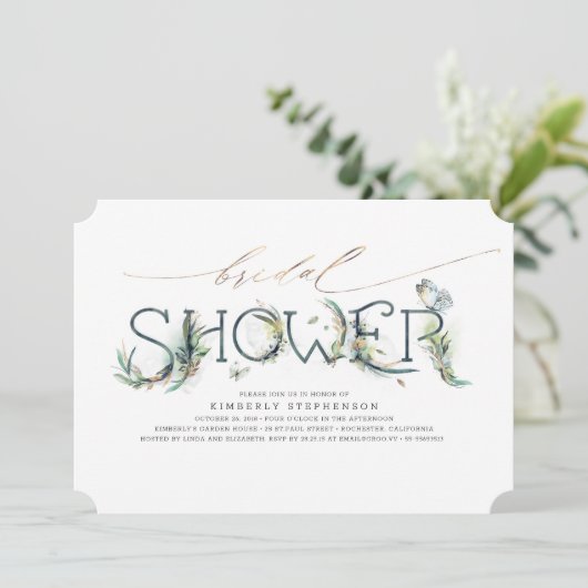 Greenery Vrijgezellenfeest Gold Calligraphy Invita Kaart (Staand voorkant)