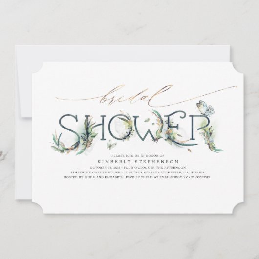 Greenery Vrijgezellenfeest Gold Calligraphy Invita Kaart (Voorkant)