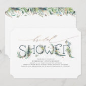 Greenery Vrijgezellenfeest Gold Calligraphy Invita Kaart (Voorkant / Achterkant)