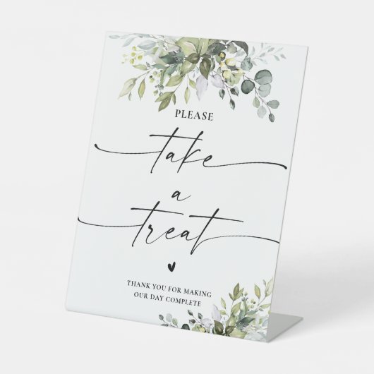 Greenery Vrijgezellenfeest Neem een traktatie teke Reclamebord Met Voetstuk (Voorkant)